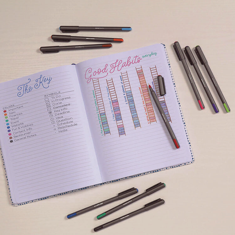 PENTONIC Ballpoint Pen, Stick, Medium 1 mm, Assorted Ink Colors, Charcoal Gray Barrel, 25/Pack