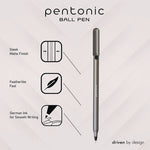 PENTONIC Ballpoint Pen, Stick, Medium 1 mm, Black Ink, Charcoal Gray Barrel, 25/Pack