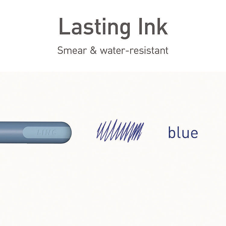 PENTONIC Gel Pen, Stick, Fine 0.7 mm, Blue Ink, Frosted Blue Barrel, 10/Pack