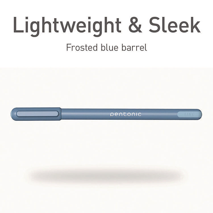 PENTONIC Gel Pen, Stick, Fine 0.7 mm, Blue Ink, Frosted Blue Barrel, 10/Pack