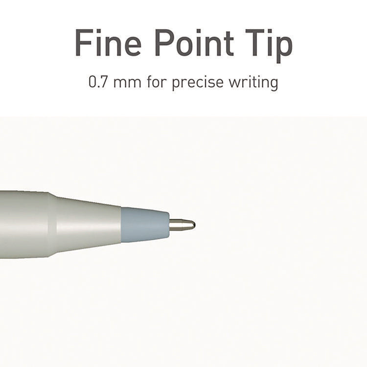 PENTONIC Gel Pen, Stick, Fine 0.7 mm, Black Ink, Pale Gray Barrel, 10/Pack