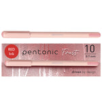 PENTONIC Gel Pen, Stick, Fine 0.7 mm, Red Ink, Pale Pink Barrel, 10/Pack