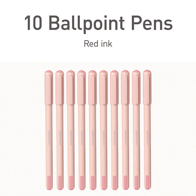 PENTONIC Gel Pen, Stick, Fine 0.7 mm, Red Ink, Pale Pink Barrel, 10/Pack