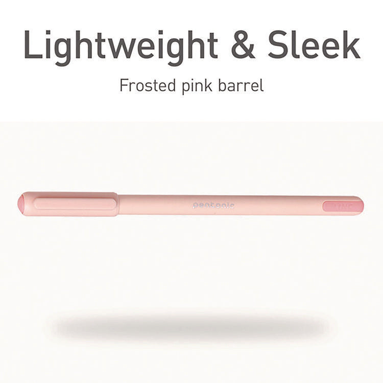 PENTONIC Gel Pen, Stick, Fine 0.7 mm, Red Ink, Pale Pink Barrel, 10/Pack