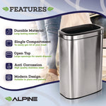 Stainless Steel Rectangular Liner Open Top Trash Can, 10.5 gal, Brushed Stainless Steel