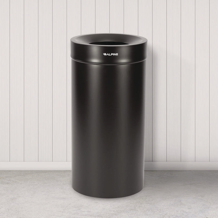27 Gallon Stainless Steel Commercial Indoor Trash Can, Black