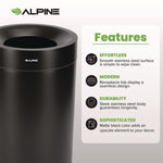 27 Gallon Stainless Steel Commercial Indoor Trash Can, Black