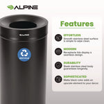 27 Gallon Stainless Steel Recycling Can, Black