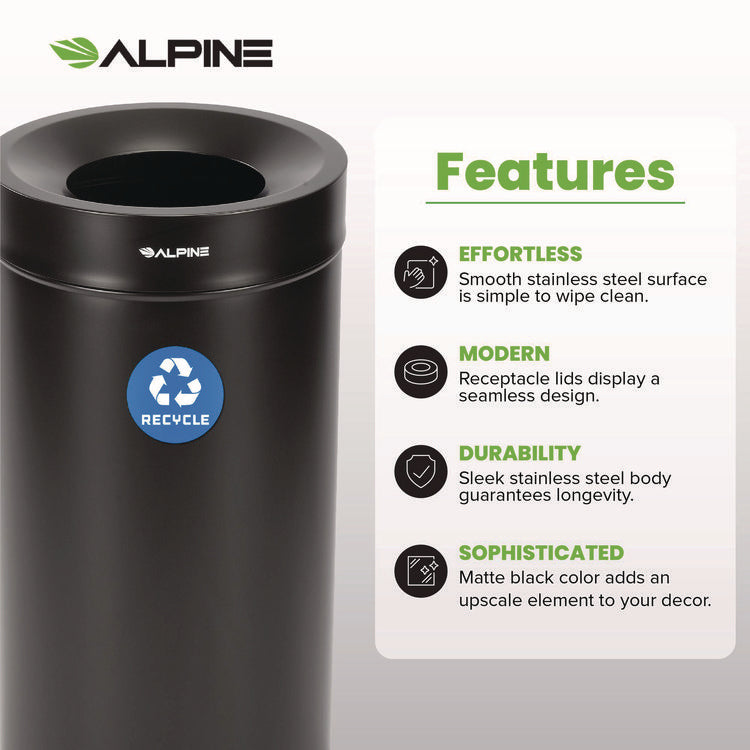 27 Gallon Stainless Steel Recycling Can, Black