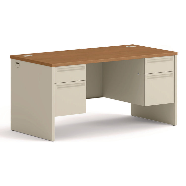 38000 Series Double Pedestal Desk, 60" X 30" X 29.5", Harvest/putty