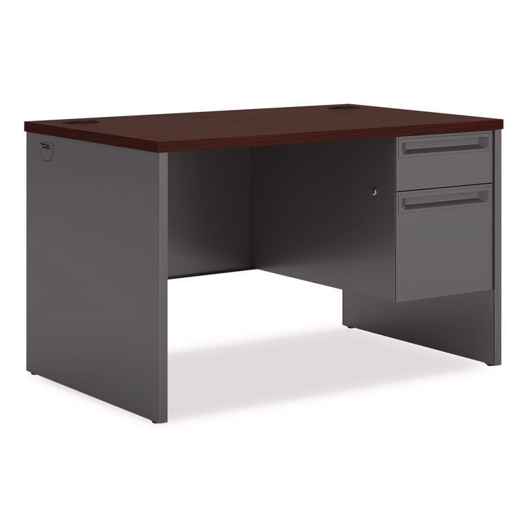 38000 Series Right Pedestal Desk, 48" X 30" X 29.5", Mahogany/charcoal