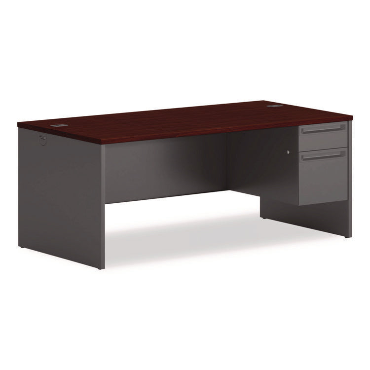 38000 Series Right Pedestal Desk, 72" X 36" X 29.5", Mahogany/charcoal
