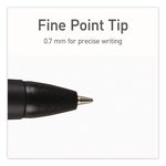 PENTONIC Ballpoint Pen, Retractable, Fine 0.7 mm, Black Ink, Black Barrel, 12/Pack