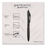 PENTONIC Ballpoint Pen, Retractable, Fine 0.7 mm, Blue Ink, Black/Blue Barrel, 12/Pack
