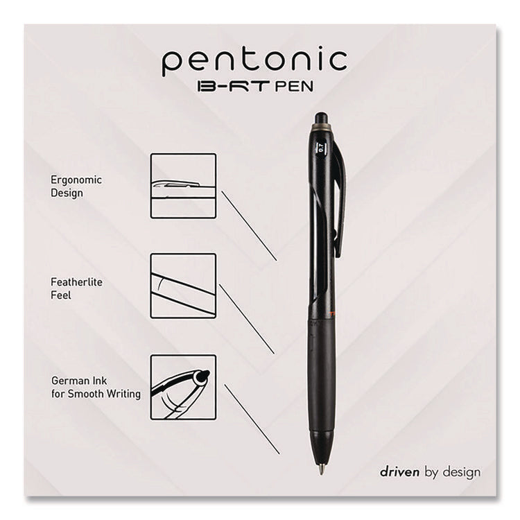 PENTONIC Ballpoint Pen, Retractable, Fine 0.7 mm, Blue Ink, Black/Blue Barrel, 12/Pack