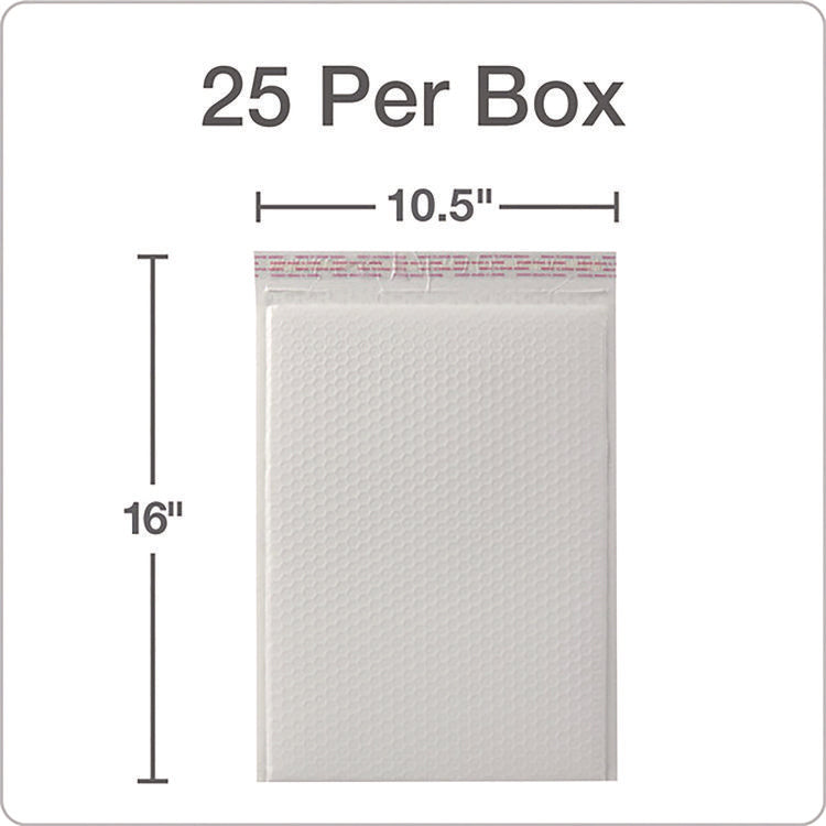 Poly Bubble Mailers, #5, Barrier Bubble Cushion, Redi-Seal Adhesive Closure, 10.5 x 15, White, 25/Pack