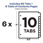 customizable table of contents ready index black and white dividers, 10-tab, 1 to 10, 11 x 8.5, white, 6 sets