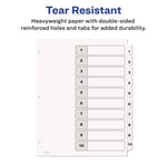 customizable table of contents ready index black and white dividers, 10-tab, 1 to 10, 11 x 8.5, white, 6 sets