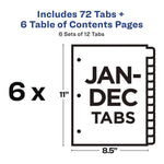Customizable Table of Contents Ready Index Black and White Dividers, 12-Tab, Jan. to Dec., 11 x 8.5, White, 6 Sets