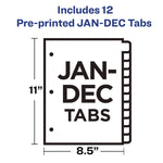 Preprinted Black Leather Tab Dividers, 12-Tab, Jan. to Dec., 11 x 8.5, Buff, 1 Set