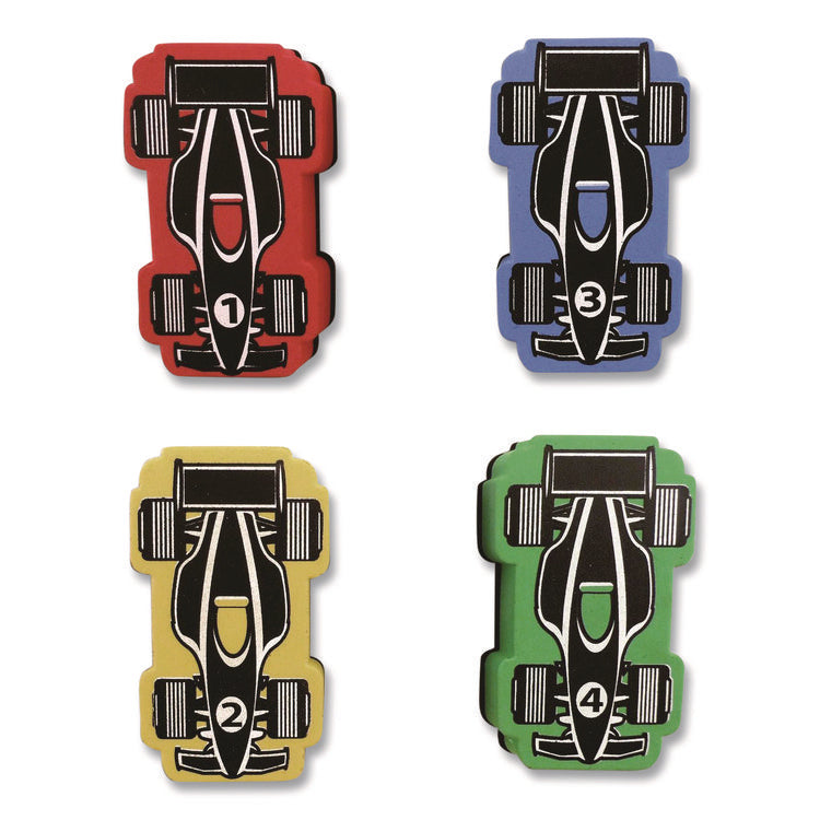 Magnetic Racecar Whiteboard Eraser, 4.5 x 2.6 x 1, 4/Pack, 24 Packs/Carton