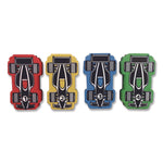 Magnetic Racecar Whiteboard Eraser, 4.5 x 2.6 x 1, 4/Pack, 24 Packs/Carton