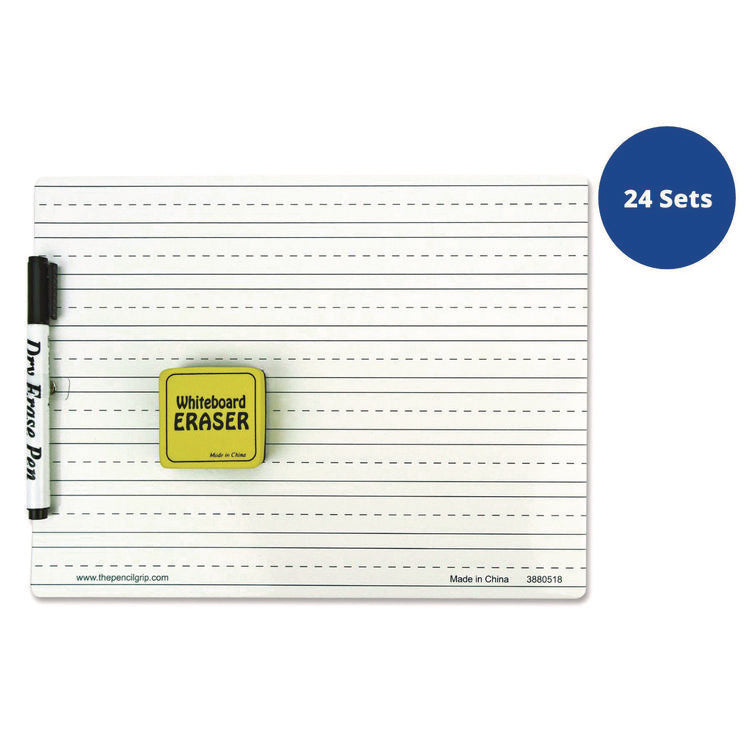 Dry Erase Whiteboard Student Starter Kits with Markers and Erasers, 11.75" x 9", White Surface, 24/Carton