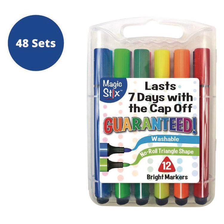 Magic Tri Stix Set, 12 Assorted Colors, 12/Set, 48 Sets/Carton