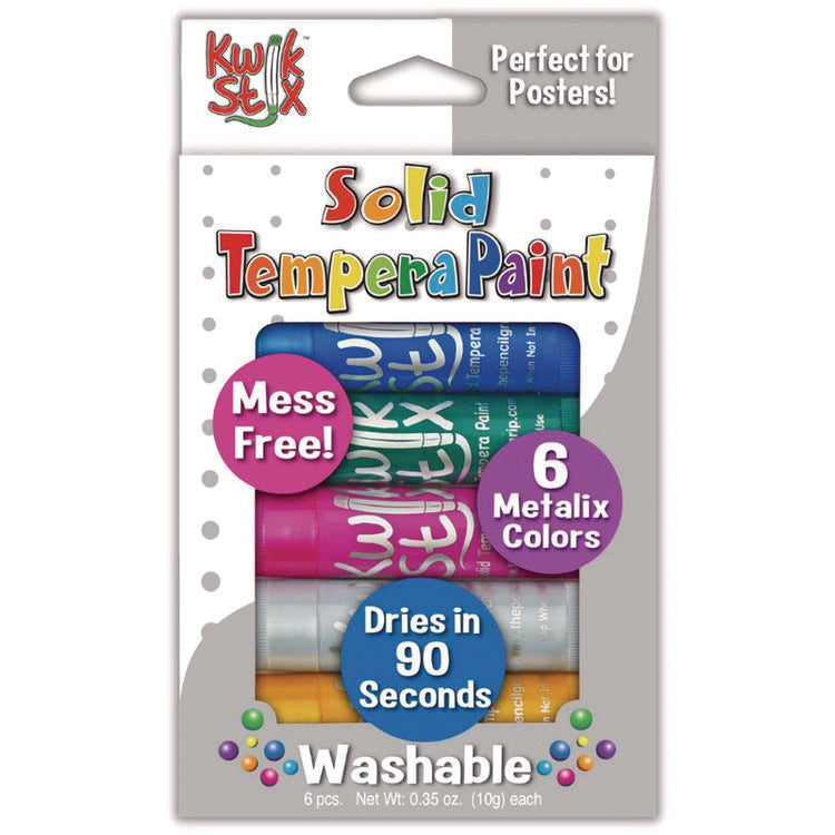 Kwik Stix Tempera Paint Set, 6 Assorted Metallic Colors, 6/Set, 24 Sets/Carton