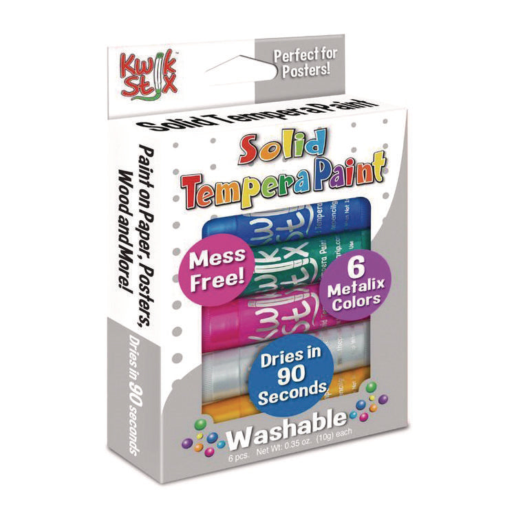 Kwik Stix Tempera Paint Set, 6 Assorted Metallic Colors, 6/Set, 24 Sets/Carton