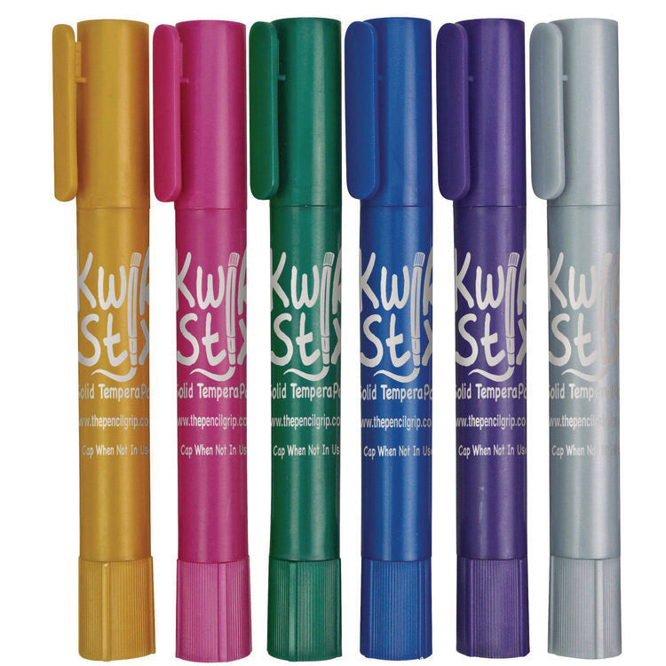 Thin Stix Tempera Paint Set, 12 Assorted Metallic Colors, 24/Set, 6 Sets/Carton