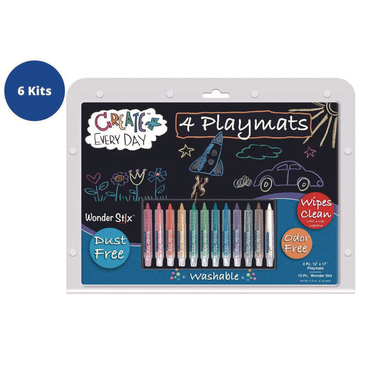 Wonder Stix Playmat Kit, 12 Assorted Pastel Wonderstix and 4 Playmats/Pack, 12 Packs/Carton