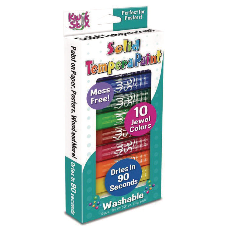 Kwik Stix Tempera Paint Set, 10 Assorted Jewel Tones Colors, 10/Pack, 12 Packs/Carton