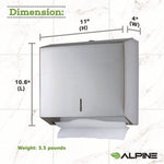 Horizontal C-Fold/Multi-Fold Paper Towel Dispenser, 10.2 x 4 x 11.2, Brushed Nickel