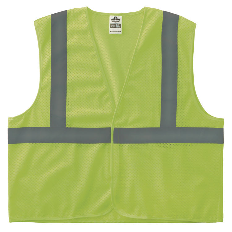 GloWear 8205HL-ECO Class 2 Recycled Hi-Vis Vest, Mesh, Polyester, Small/Medium, Lime
