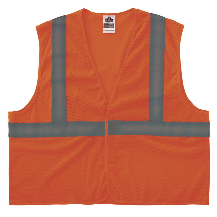 GloWear 8205HL-ECO Class 2 Recycled Hi-Vis Vest, Mesh, Polyester, Small/Medium, Orange