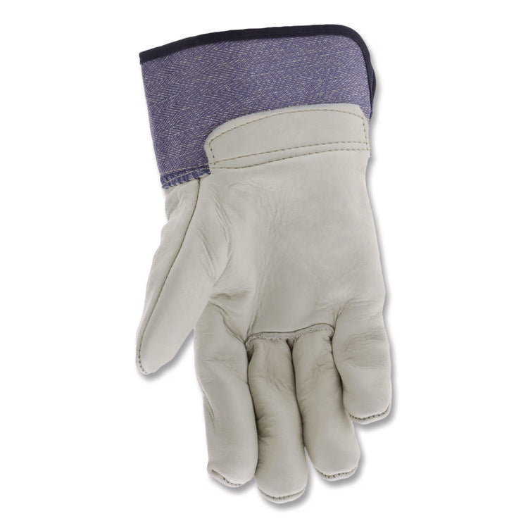 Mustang Leather Palm Gloves, Gunn Cut, Wing Thumb, X-Large, Blue/Cream, 12 Pairs