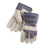 Grain Leather Palm Gloves, Gunn Cut, Wing Thumb, Medium, Blue Striped/White, 12 Pairs