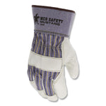 Mustang Leather Palm Gloves, Gunn Cut, Wing Thumb, Large, Blue/Cream, 12 Pairs