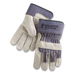 Mustang Leather Palm Gloves, Gunn Cut, Wing Thumb, Large, Blue/Cream, 12 Pairs