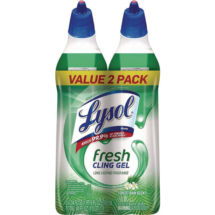 Cling and Fresh Toilet Bowl Cleaner, Forest Rain Scent, 24 oz, 2/Pack, 4 Packs/Carton