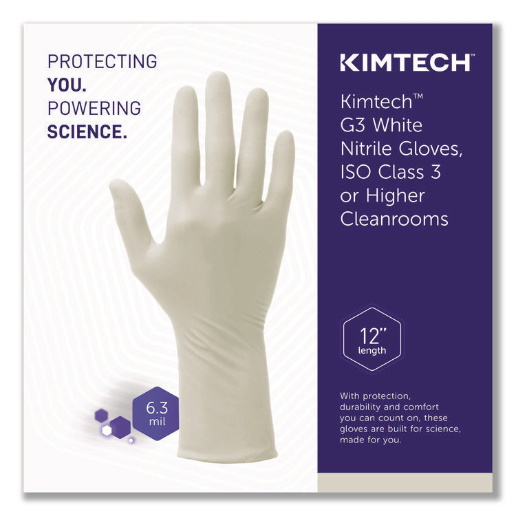 G3 White Nitrile Gloves, AQL 1.5, ESD Safe, X-Large, 6.3 mil Thick, 12" Long, White, 1,000/Carton