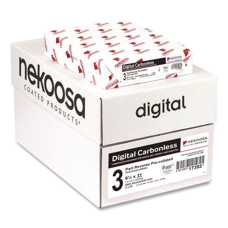 Fast Pack Carbonless 3-Part Paper, 8.5 X 11, Pink/canary/white, 500 Sheets/ream, 5 Reams/carton