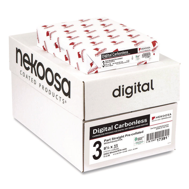 Fast Pack Carbonless 3-Part Paper, 8.5 X 11, White/canary/pink, 500 Sheets/ream, 5 Reams/carton