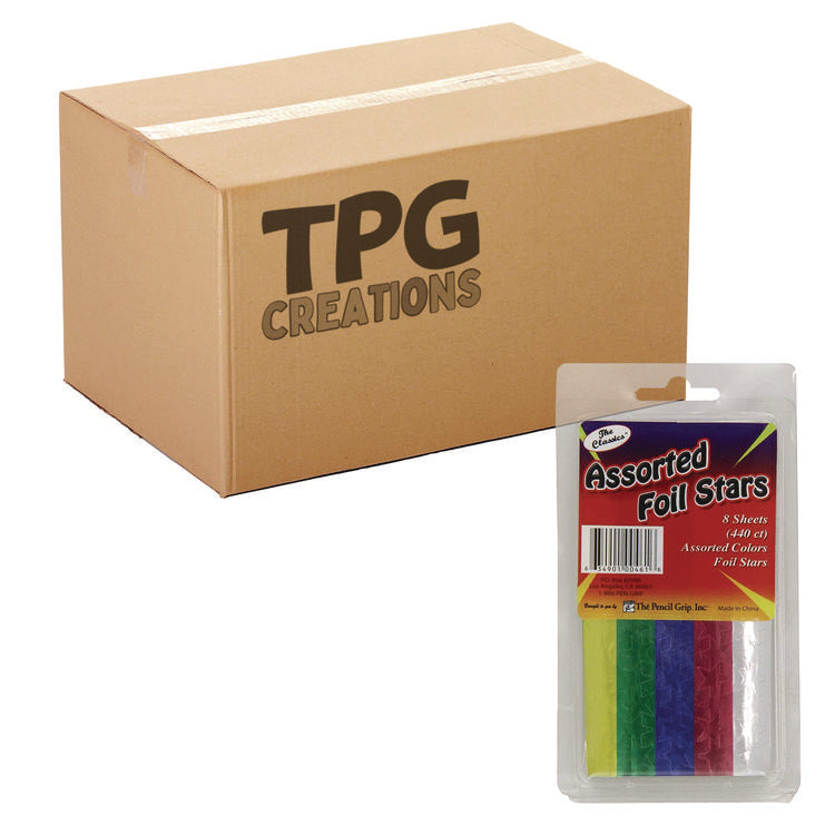 Foil Star Stickers, Assorted Colors, 55/Sheet, 8 Sheets/Pack, 72 Packs/Carton