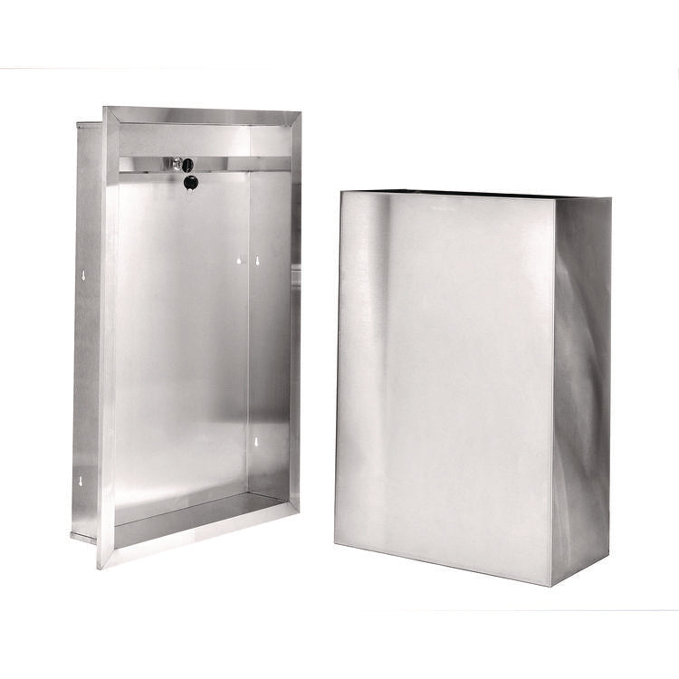 Stainless Steel Recessed 12 Gal Leak-Proof Waste Receptacle, Brushed Stainless Steel
