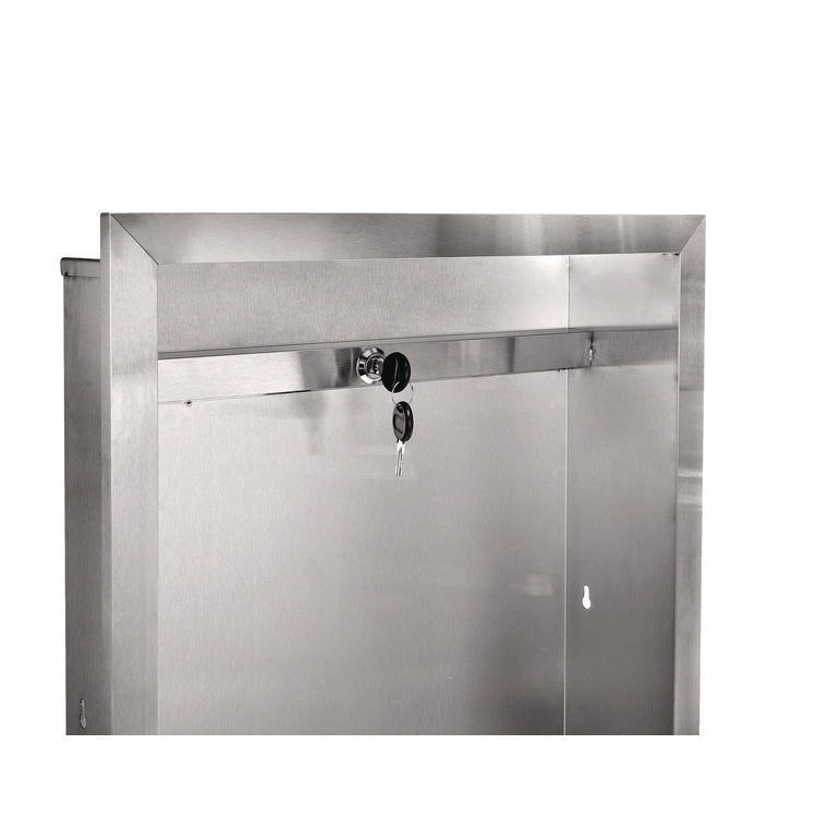 Stainless Steel Recessed 12 Gal Leak-Proof Waste Receptacle, Brushed Stainless Steel