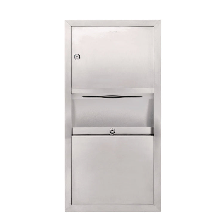 Stainless Steel Surface-Mounted Paper Towel Dispenser with Waste Receptacle, 28 x 4 x 14