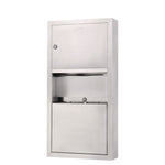Stainless Steel Surface-Mounted Paper Towel Dispenser with Waste Receptacle, 28 x 4 x 14