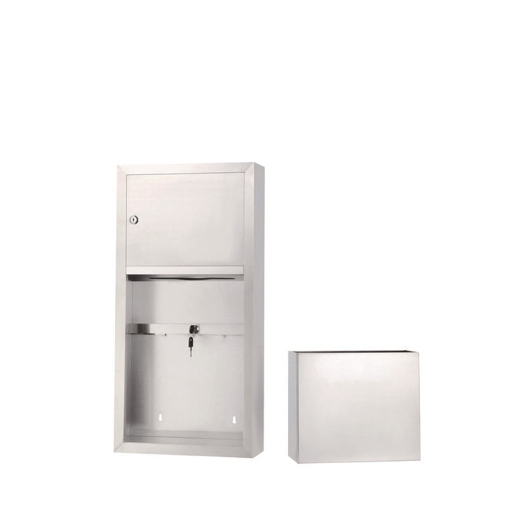 Stainless Steel Surface-Mounted Paper Towel Dispenser with Waste Receptacle, 28 x 4 x 14